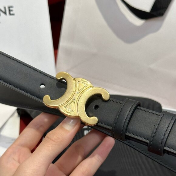 Celine Women's Belt in Black with Gold Buckle - Picture 6 of 9